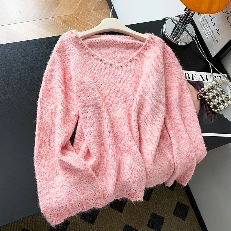 Новое поступление, свободный женский вязаный свитер, розовая шерстяная верхняя одежда с бисером, удобная высококачественная непринужденная ленивая одежда
Новое поступление, свободный женский вязаный свитер, розовая шерстяная верхняя одежда с бисером, удобная высококачественная непринужденная ленивая одежда