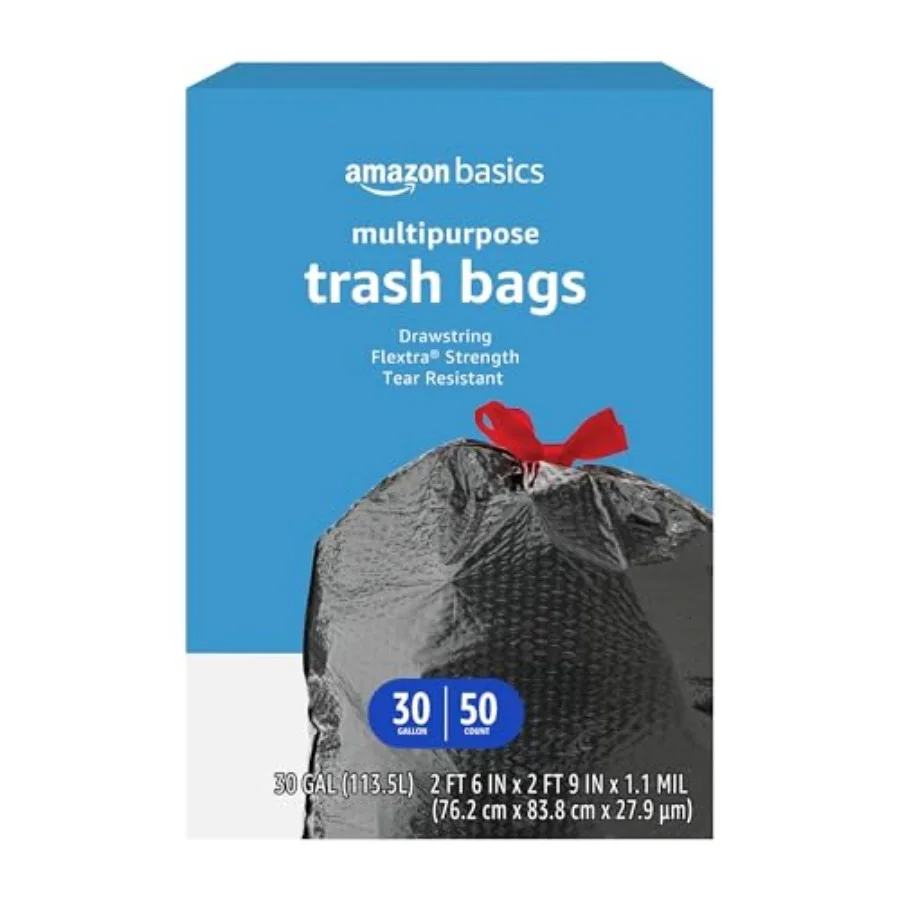 Flextra Multipurpose Drawstring Trash Bags, 30 Gallon, 50 Count, Tear Resistant
Flextra Multipurpose Drawstring Trash Bags, 30 Gallon, 50 Count, Tear Resistant
