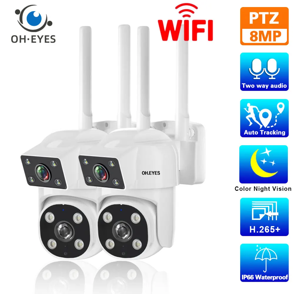 4K HD Dual Lens WIFI Security Camera 8MP Dual Screen PTZ IP Camera Outdoor Auto Tracking CCTV Surveillance Camera Waterproof
4K HD Dual Lens WIFI Security Camera 8MP Dual Screen PTZ IP Camera Outdoor Auto Tracking CCTV Surveillance Camera Waterproof