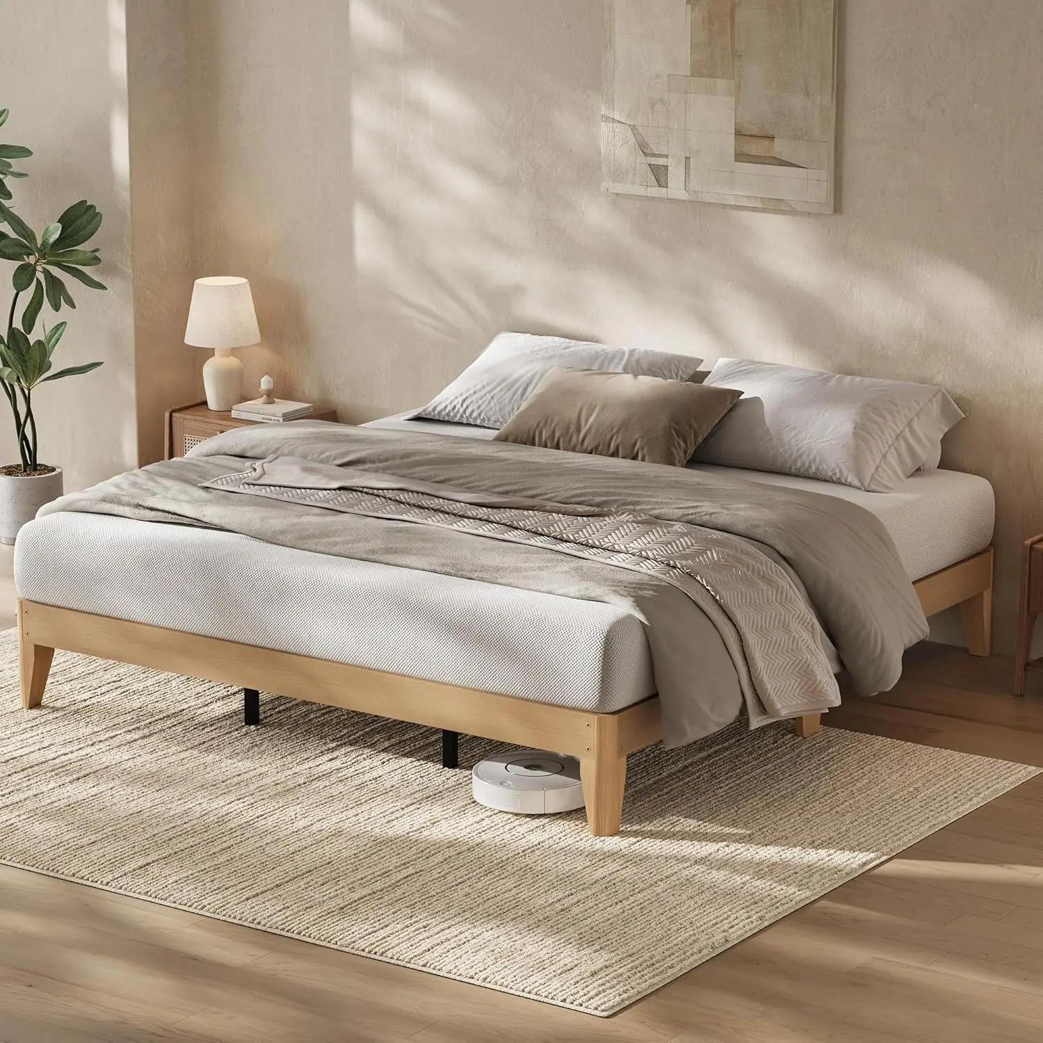 Bed Frame for Home Bedroom, 11.8 Inch Wood Platform Bedframe with Wooden Slats, 7.5-Inch Underbed Space, No Box Spring Needed, Noise-Free Design, Easy Assembly,Natural Wood Color
Bed Frame for Home Bedroom, 11.8 Inch Wood Platform Bedframe with Wooden Slats, 7.5-Inch Underbed Space, No Box Spring Needed, Noise-Free Design, Easy Assembly,Natural Wood Color