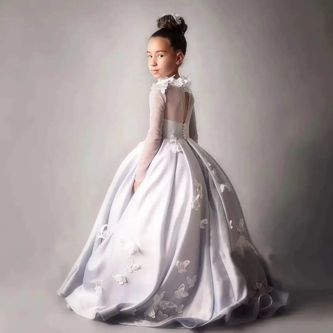 Satin Flower Girl Dresses Pageant Gown for Wedding Butterfly Floor Length Birthday Party First Communion Gowns Customized
Satin Flower Girl Dresses Pageant Gown for Wedding Butterfly Floor Length Birthday Party First Communion Gowns Customized