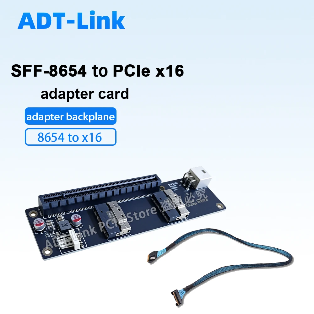 SFF-8654 to PCIe x16 Riser Adapter Backplane Dual 8i Ports PCIe Converter Card Compatible With Standard 8654 Cross Cable
SFF-8654 to PCIe x16 Riser Adapter Backplane Dual 8i Ports PCIe Converter Card Compatible With Standard 8654 Cross Cable