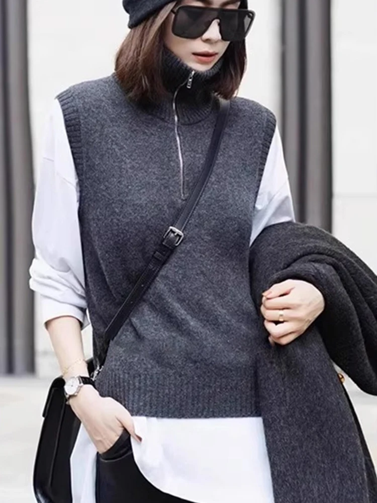 Вязаный жилет Ele, удобный мягкий свитер на молнии с верхней базой, европейский женский топ премиум-класса
Вязаный жилет Ele, удобный мягкий свитер на молнии с верхней базой, европейский женский топ премиум-класса