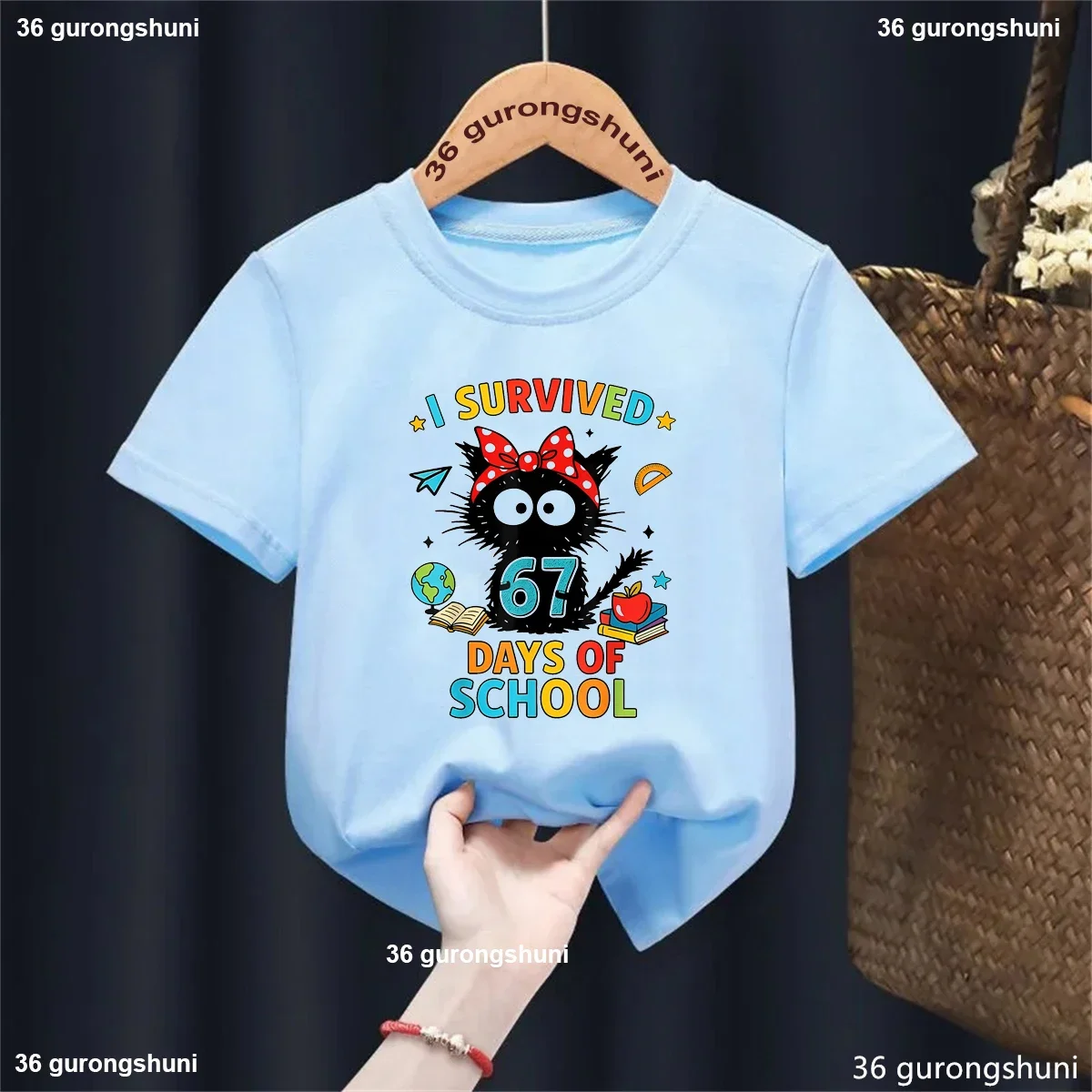 Pencil Book Kids Clothes Funny Black Cat I Survived 67 Days Of School Bow Printed T Shirt Girls/Boys Summer 67 Meme Shirt
Pencil Book Kids Clothes Funny Black Cat I Survived 67 Days Of School Bow Printed T Shirt Girls/Boys Summer 67 Meme Shirt