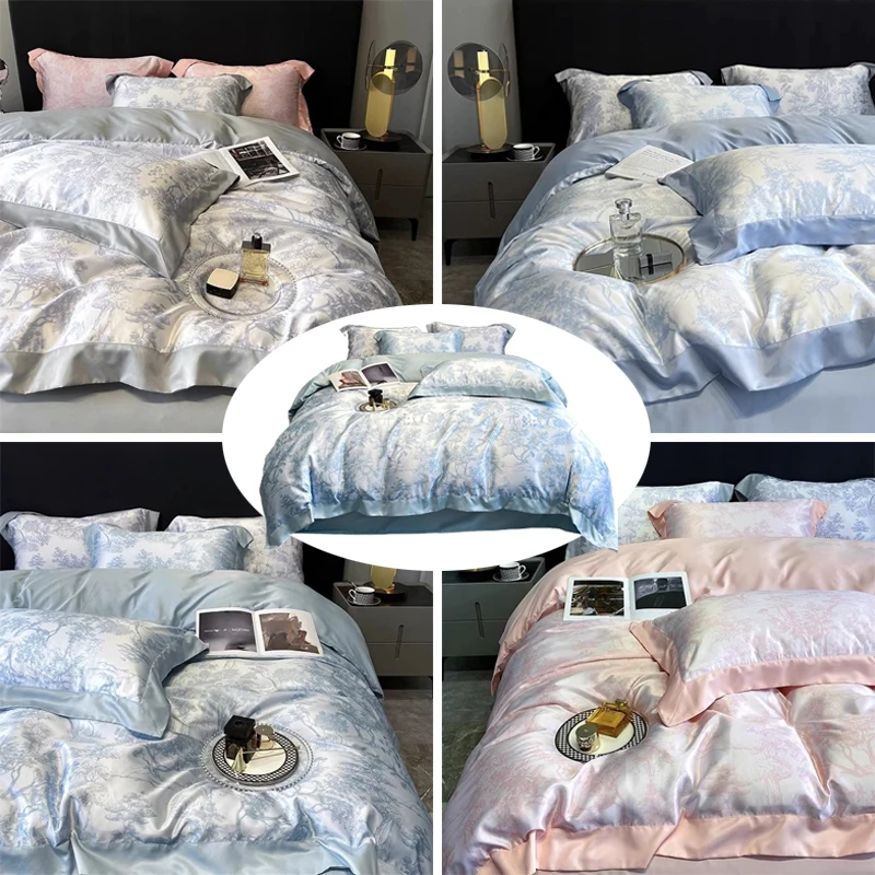 4PCS/set Euro Style Washed Satin Jacquard Bedding Set Duvet Cover Bed Sheet Flat Sheets Pillowcase Quilt Cover Queen King Size
4PCS/set Euro Style Washed Satin Jacquard Bedding Set Duvet Cover Bed Sheet Flat Sheets Pillowcase Quilt Cover Queen King Size