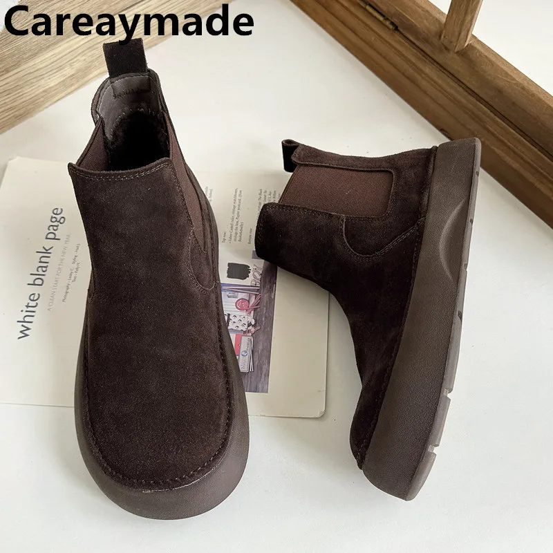 Careaymade-Handmade Genuine Leather Wide toe Women's Boots cowsude women short boots autumn winter plus fur warm women's shoes
Careaymade-Handmade Genuine Leather Wide toe Women's Boots cowsude women short boots autumn winter plus fur warm women's shoes