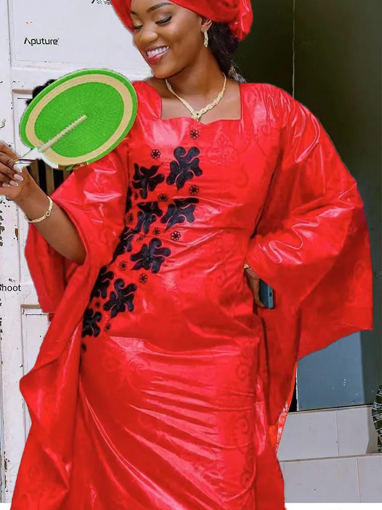 Bazin Long Dress with Headscarf - Red Slim Fit African Dresses for Women | New in Dresses | High-Quality Bazin Fabric Clothing
Bazin Long Dress with Headscarf - Red Slim Fit African Dresses for Women | New in Dresses | High-Quality Bazin Fabric Clothing