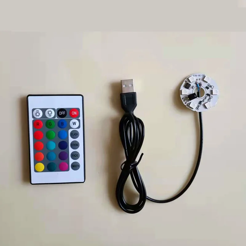Colorful changing aluminum substrate USB 5V 3W LED spotlight lamp board jump gradient remote control 16-color round plate
Colorful changing aluminum substrate USB 5V 3W LED spotlight lamp board jump gradient remote control 16-color round plate