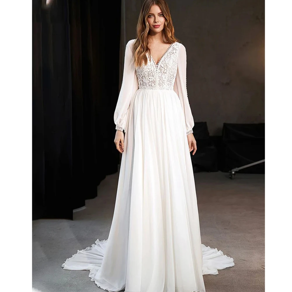 Beautiful Lace Appliques Mermaid Long Sleeved Mopping Wedding Dresses 2023 For Women V- Neck Backless Exquisite Bridal Gowns
Beautiful Lace Appliques Mermaid Long Sleeved Mopping Wedding Dresses 2023 For Women V- Neck Backless Exquisite Bridal Gowns