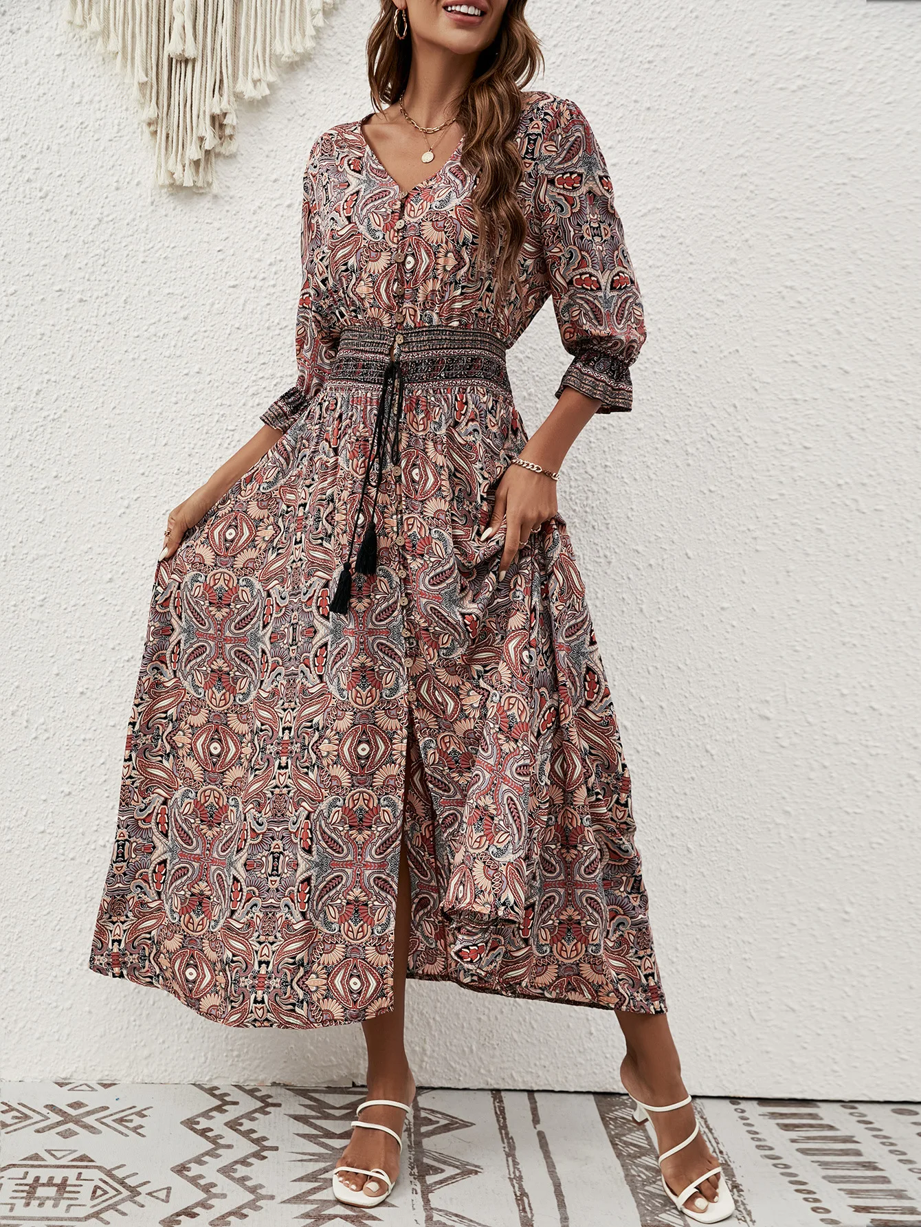 Dresses For Women 2023 New Boho Vintage Print Beach Holiday Long Dress Tassel Bell Half Sleeve V Neck Slit Elastic Traf Vestidos
Dresses For Women 2023 New Boho Vintage Print Beach Holiday Long Dress Tassel Bell Half Sleeve V Neck Slit Elastic Traf Vestidos