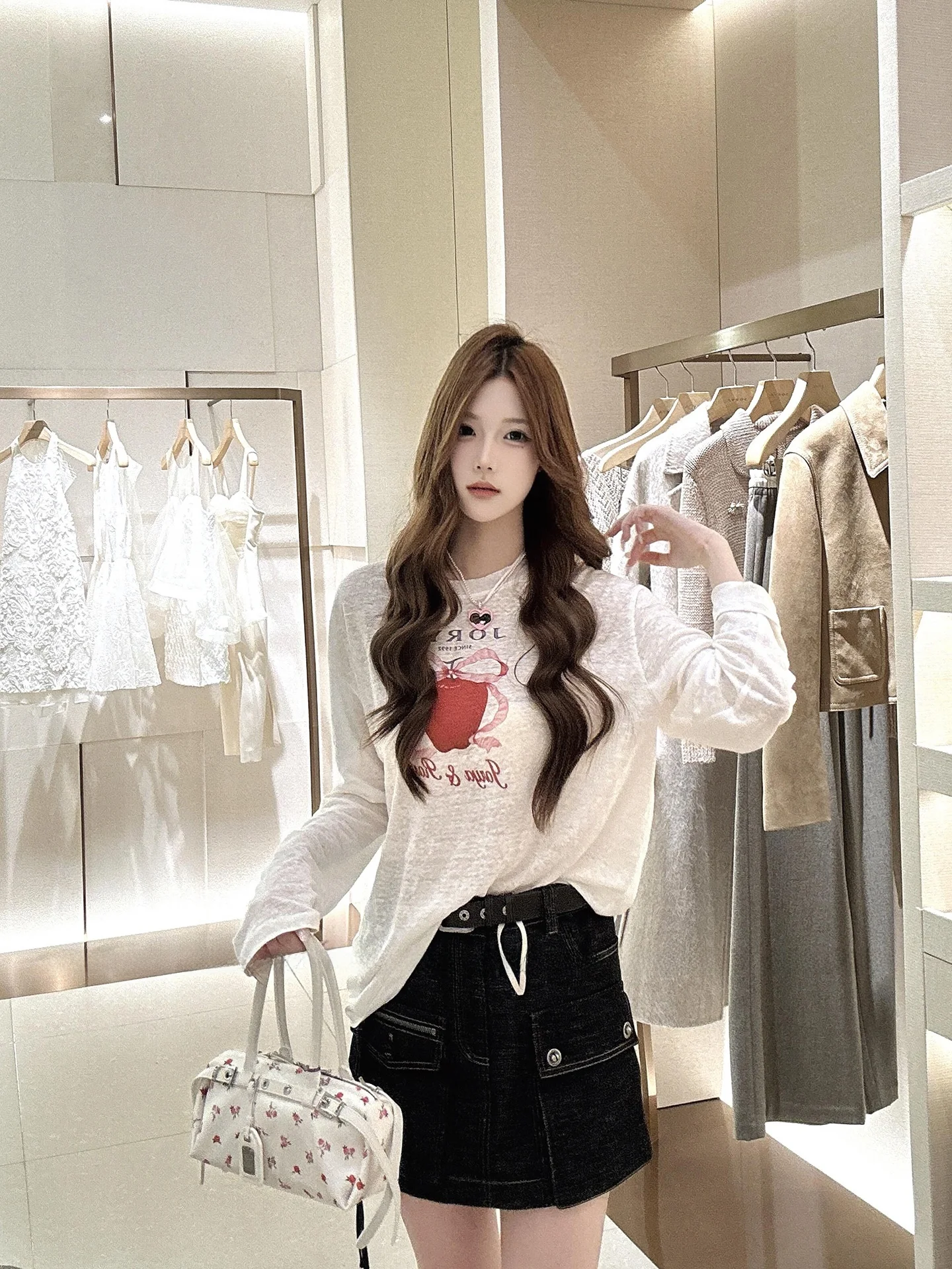 Sweet Shoulder Bared Knot Long Sleeve T Shirt Loose Thin Women's Top Tagkita Brand round Neck Regular Fit Summer
Sweet Shoulder Bared Knot Long Sleeve T Shirt Loose Thin Women's Top Tagkita Brand round Neck Regular Fit Summer
