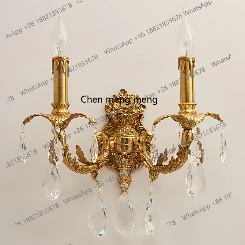 French all-copper crystal wall lamp European-style villa living room bedroom bedside aisle pure copper retro lamps
French all-copper crystal wall lamp European-style villa living room bedroom bedside aisle pure copper retro lamps