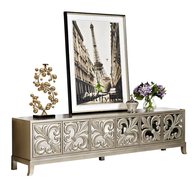 Living room mirror coffee table TV cabinet combination European American old short cabinet
Living room mirror coffee table TV cabinet combination European American old short cabinet