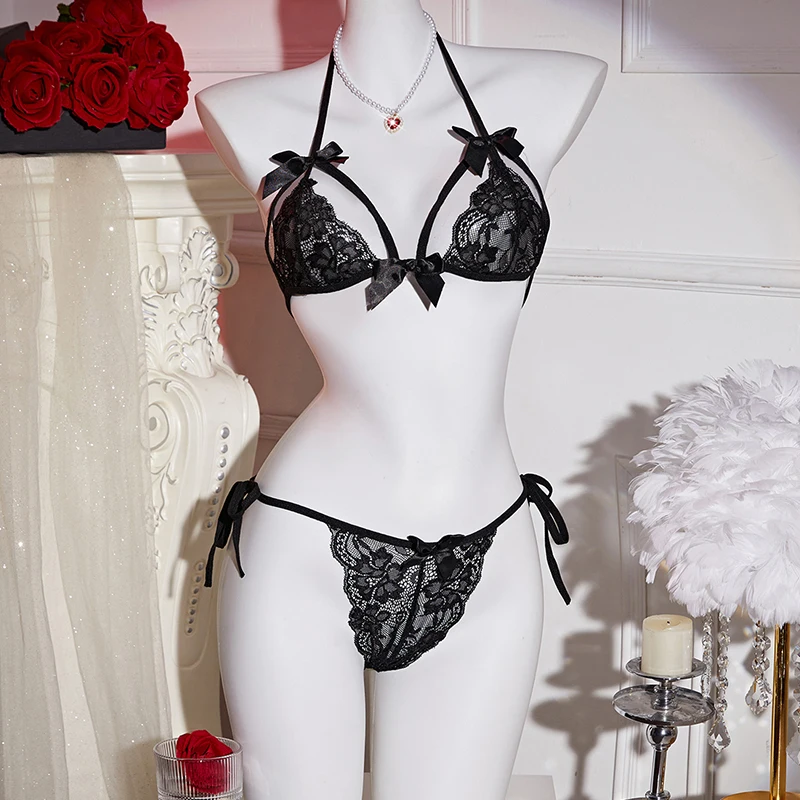 Transparent Bras For Woman Underwear Sexy Hanging Neck Lace Set Erotic Costumes Push Up Lingerie Two-piece Bikini Bra Panty Set
Transparent Bras For Woman Underwear Sexy Hanging Neck Lace Set Erotic Costumes Push Up Lingerie Two-piece Bikini Bra Panty Set