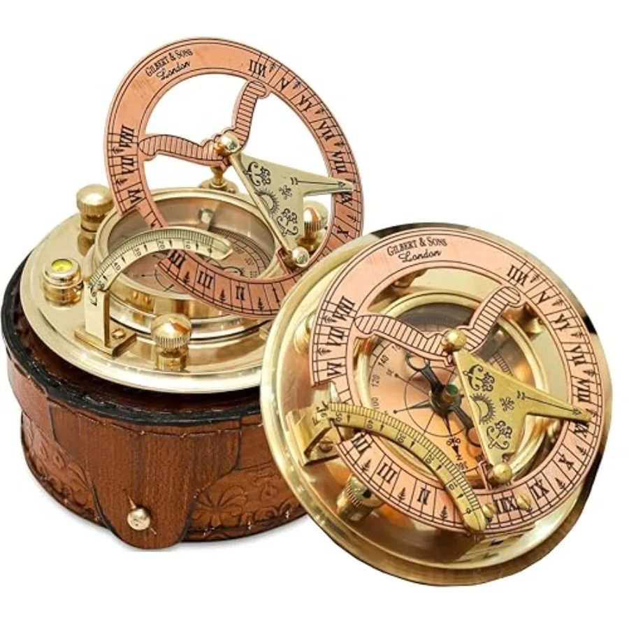 Personalized Engraved Antique Brass and Copper Sundial Compass, Sundial Clock in Leather Box Gift Sun Clock Ship Replica Watch
Personalized Engraved Antique Brass and Copper Sundial Compass, Sundial Clock in Leather Box Gift Sun Clock Ship Replica Watch
