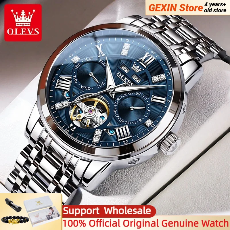 OLEVS Original New In Men's Automatic Mechancial Watches Luxury Skeleton Multi-functional Classic Waterproof Wristwatch for Men
OLEVS Original New In Men's Automatic Mechancial Watches Luxury Skeleton Multi-functional Classic Waterproof Wristwatch for Men