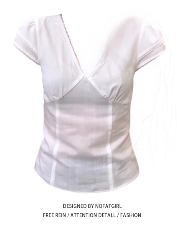 plus Size Women's Pure Desire Lace Trim Double Layer Short Sleeve Shirt Summer Beautiful Top Korean Style Slim Fit V Neck
plus Size Women's Pure Desire Lace Trim Double Layer Short Sleeve Shirt Summer Beautiful Top Korean Style Slim Fit V Neck