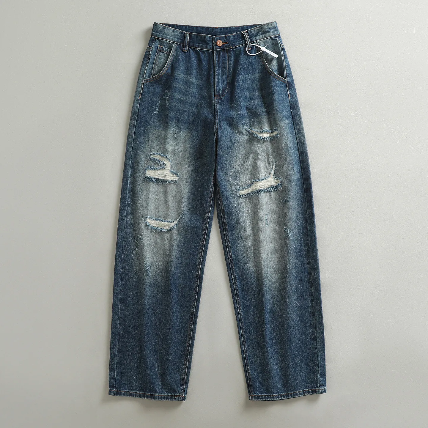 Retro distressed high street ripped patch jeans for men loose straight wide leg versatile trousers
Retro distressed high street ripped patch jeans for men loose straight wide leg versatile trousers