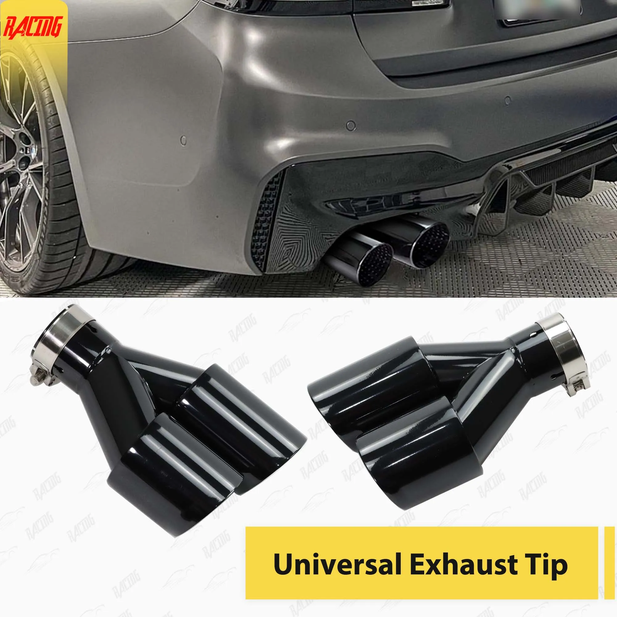 Upgrade Dual Auto Exhaust Tip Bright Black Stainless Steel For Universal Car Accessories Tailpipe Decoration Nozzles of Muffler
Upgrade Dual Auto Exhaust Tip Bright Black Stainless Steel For Universal Car Accessories Tailpipe Decoration Nozzles of Muffler