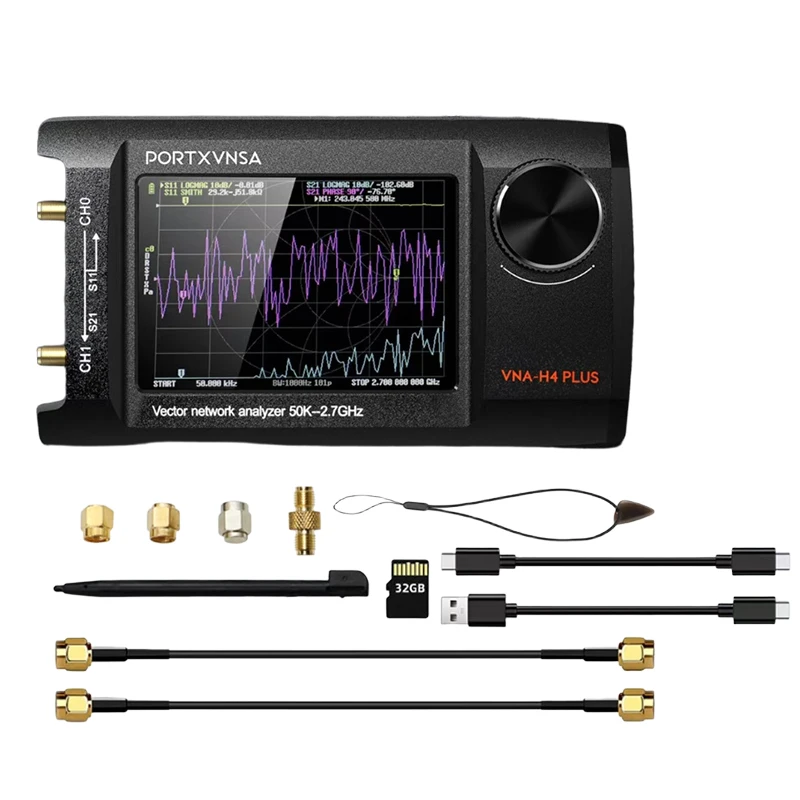 Векторный анализатор цепей PORTXVNSA NanoVNA-H4 PLUS, обновленная версия, 2,7 ГГц, 4-дюймовый сенсорный IPS LCD-экран, 401 точка, SD-карта, портативный, ручной
Векторный анализатор цепей PORTXVNSA NanoVNA-H4 PLUS, обновленная версия, 2,7 ГГц, 4-дюймовый сенсорный IPS LCD-экран, 401 точка, SD-карта, портативный, ручной