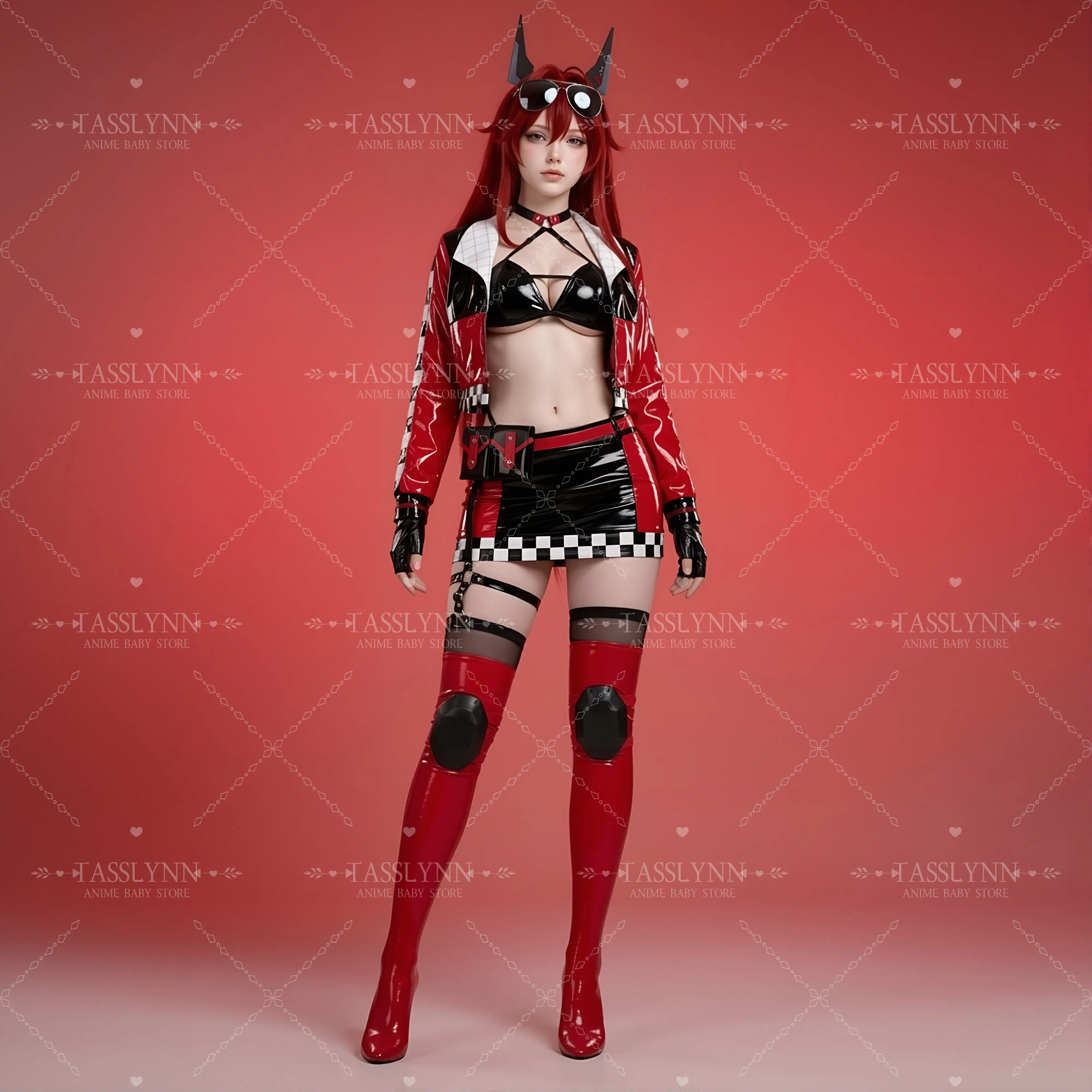 NIKKE Red Hood Race Queen Cosplay Outfit Red Black Patent Leather Suit with Stockings & Gloves Game Costume for Adult Role Play
NIKKE Red Hood Race Queen Cosplay Outfit Red Black Patent Leather Suit with Stockings & Gloves Game Costume for Adult Role Play