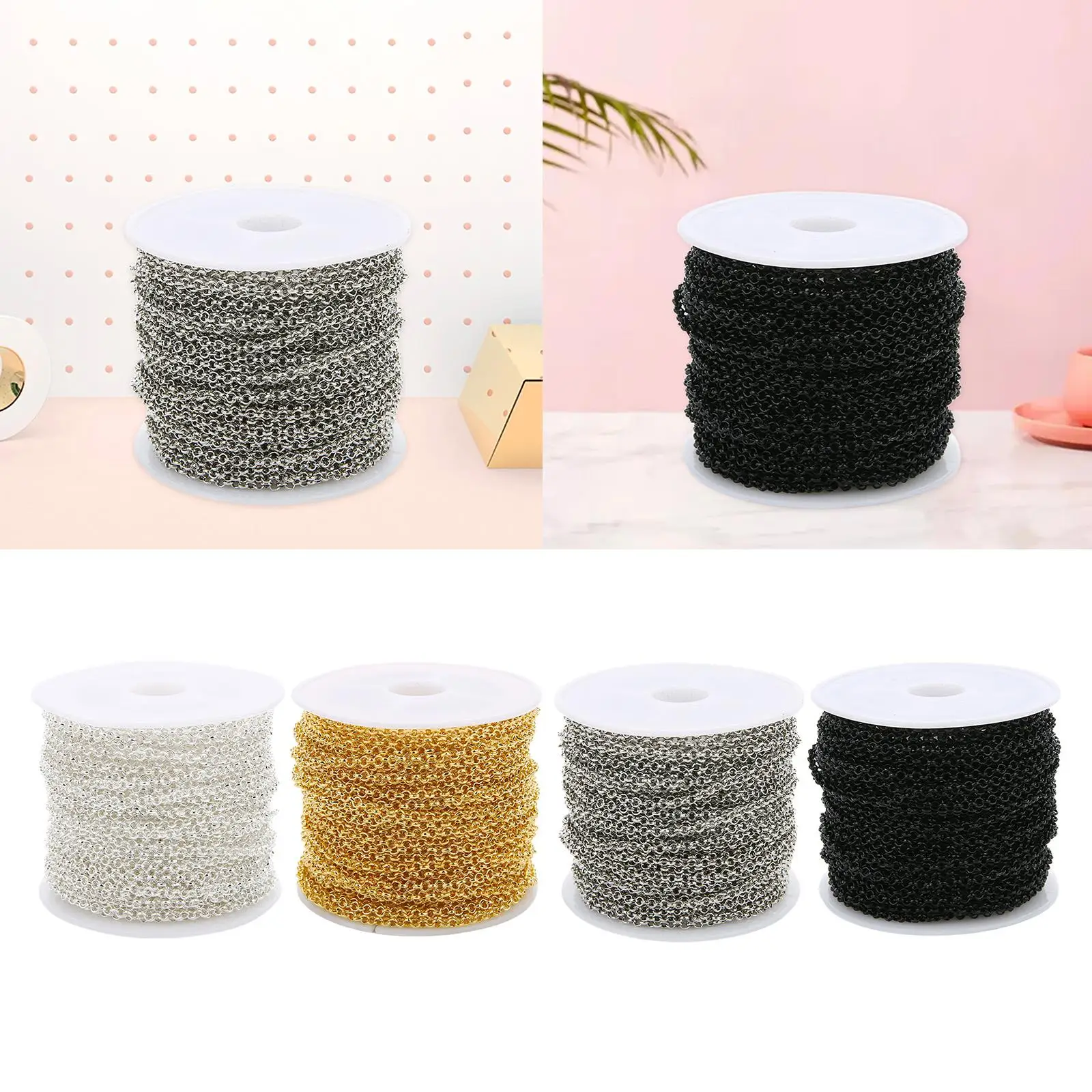 30ft 3mm Width Round Links Necklace Bracelet Pendant DIY Jewelry Making Findings Craft
30ft 3mm Width Round Links Necklace Bracelet Pendant DIY Jewelry Making Findings Craft