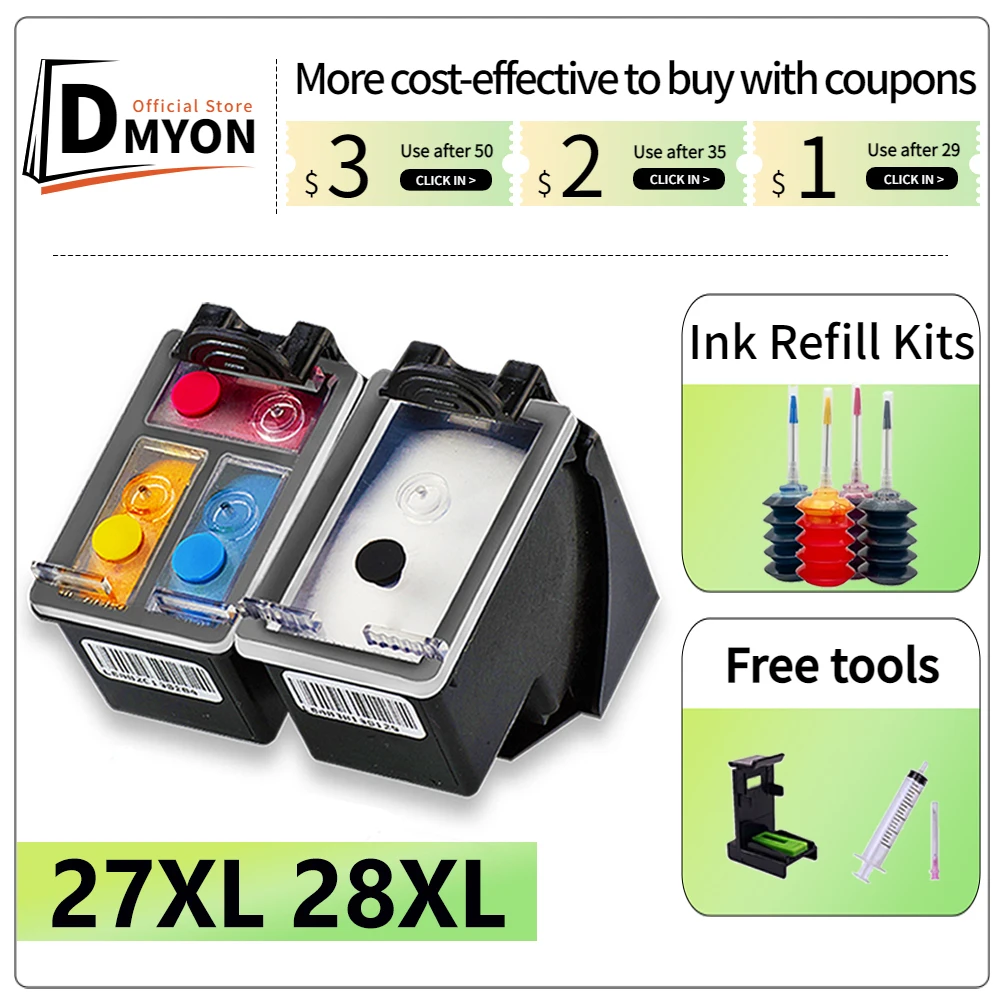 27XL 28XL Replacement for HP PSC 1110 1209 1210 1310 1315 2100 2150 220 Fax 1240 Printer for HP 27 hp28 hp27 Ink Cartridge
27XL 28XL Replacement for HP PSC 1110 1209 1210 1310 1315 2100 2150 220 Fax 1240 Printer for HP 27 hp28 hp27 Ink Cartridge