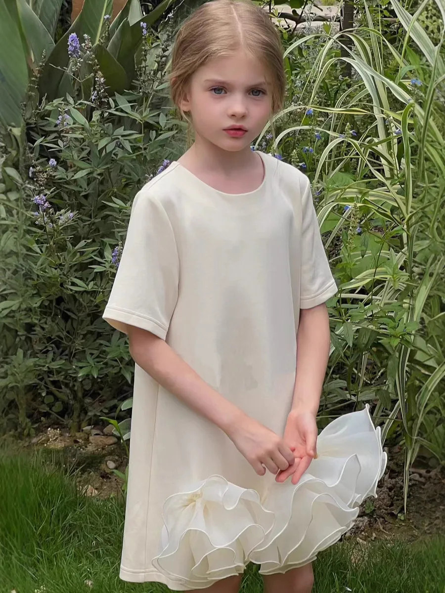 New White Flower Girl Dress for Kids 2025 Summer Short Sleeve Yarn splicing T-shirt Dresses 6 8 10 Years Children Party Clothes
New White Flower Girl Dress for Kids 2025 Summer Short Sleeve Yarn splicing T-shirt Dresses 6 8 10 Years Children Party Clothes