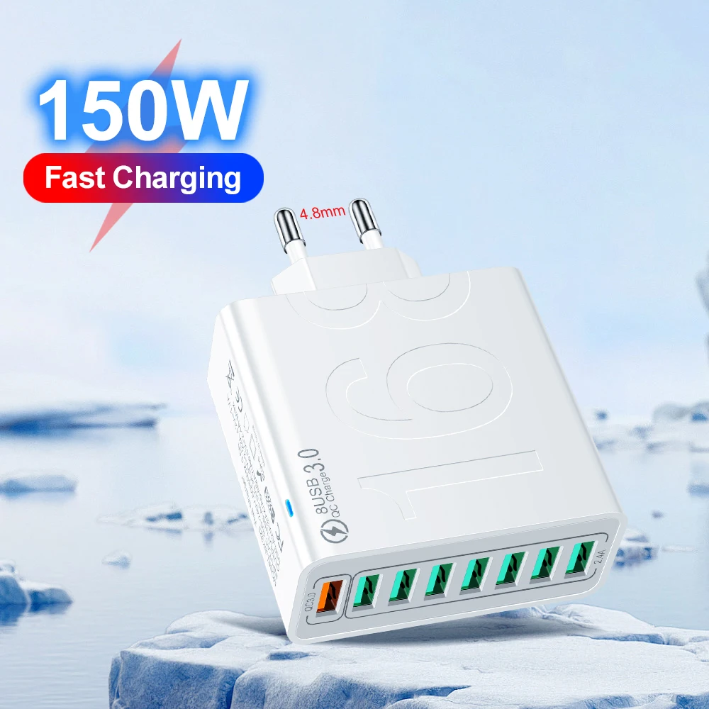 Всего 150 Вт, 8 портов, быстрая зарядка QC3.0, дорожное зарядное устройство для iPhone 14, Samsung Xiaomi, ЕС, США, KR, настенный адаптер для мобильного телефона
Всего 150 Вт, 8 портов, быстрая зарядка QC3.0, дорожное зарядное устройство для iPhone 14, Samsung Xiaomi, ЕС, США, KR, настенный адаптер для мобильного телефона