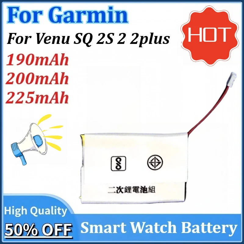 Сменный аккумулятор емкостью 190 мАч /200 мАч / 225 мАч для Garmin Venu SQ для VENU 2S 2 2plus для нового обновления аккумулятора для умных спортивных часов
Сменный аккумулятор емкостью 190 мАч /200 мАч / 225 мАч для Garmin Venu SQ для VENU 2S 2 2plus для нового обновления аккумулятора для умных спортивных часов