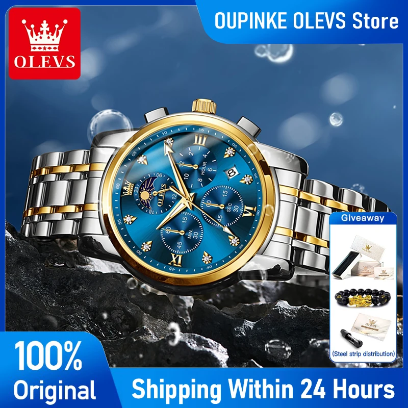 Часы OLEVS 3655, мужские часы из нержавеющей стали, многофункциональный хронограф, кварцевые часы с фазой Луны, мужская коробка, подарки, оригинал
Часы OLEVS 3655, мужские часы из нержавеющей стали, многофункциональный хронограф, кварцевые часы с фазой Луны, мужская коробка, подарки, оригинал