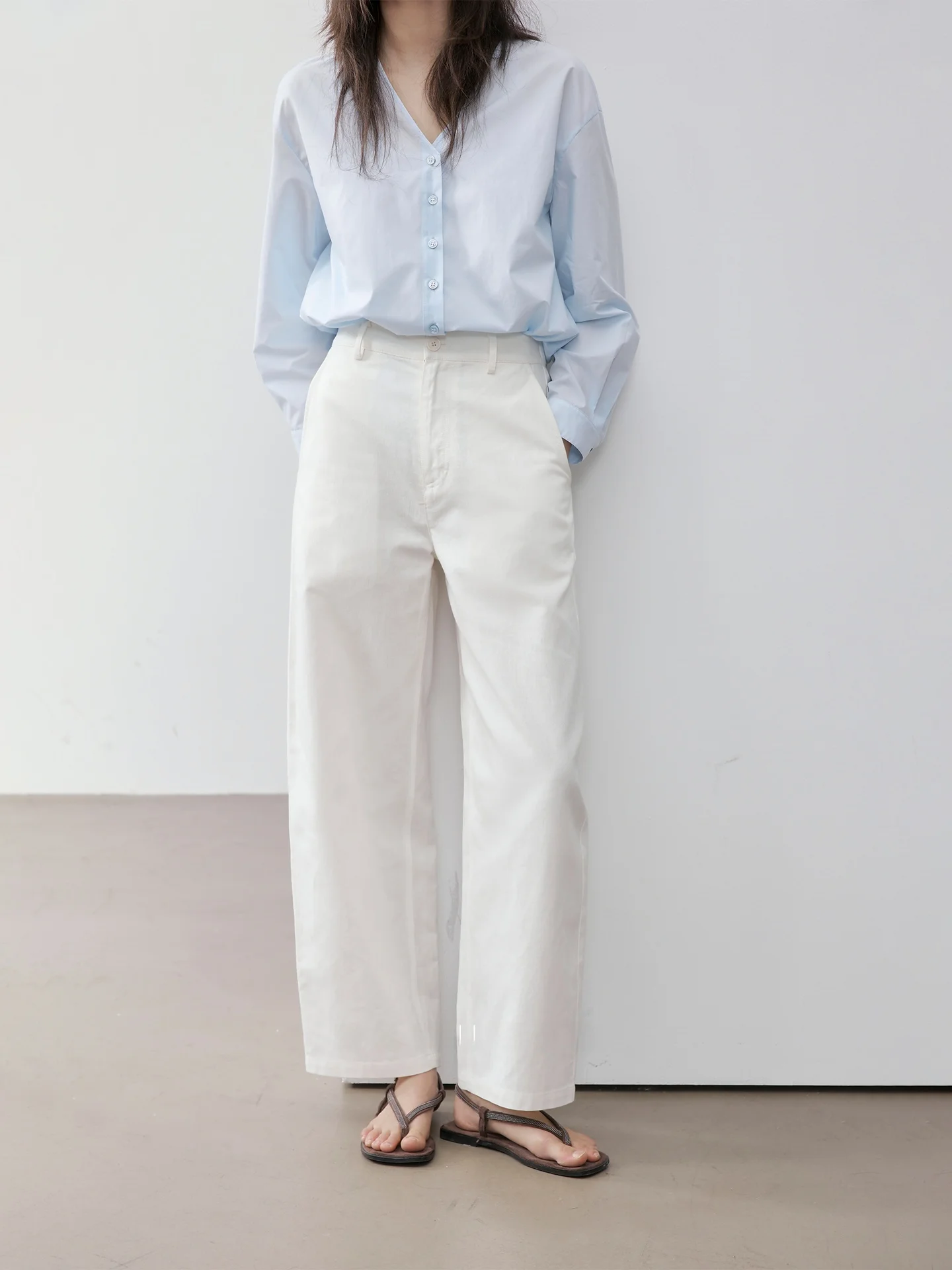 High Waist Wide Leg Pants Cotton Linen Blend 9-Piece Knife Loose Silhouette White Casual Trousers for Women
High Waist Wide Leg Pants Cotton Linen Blend 9-Piece Knife Loose Silhouette White Casual Trousers for Women