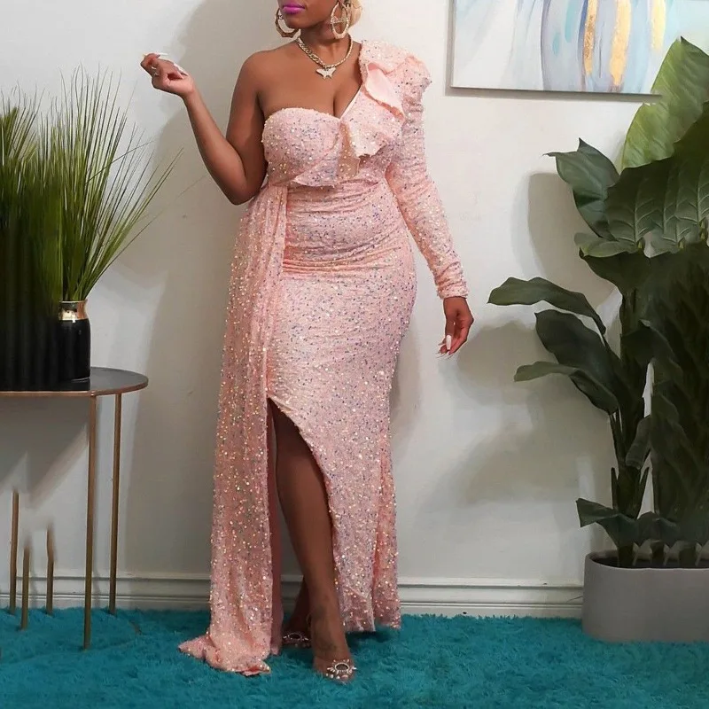2025 Women's Spring/Summer New Dress European and American Women's Fashion New Style One Shoulder Bead Long Dress, Evening Dress
2025 Women's Spring/Summer New Dress European and American Women's Fashion New Style One Shoulder Bead Long Dress, Evening Dress
