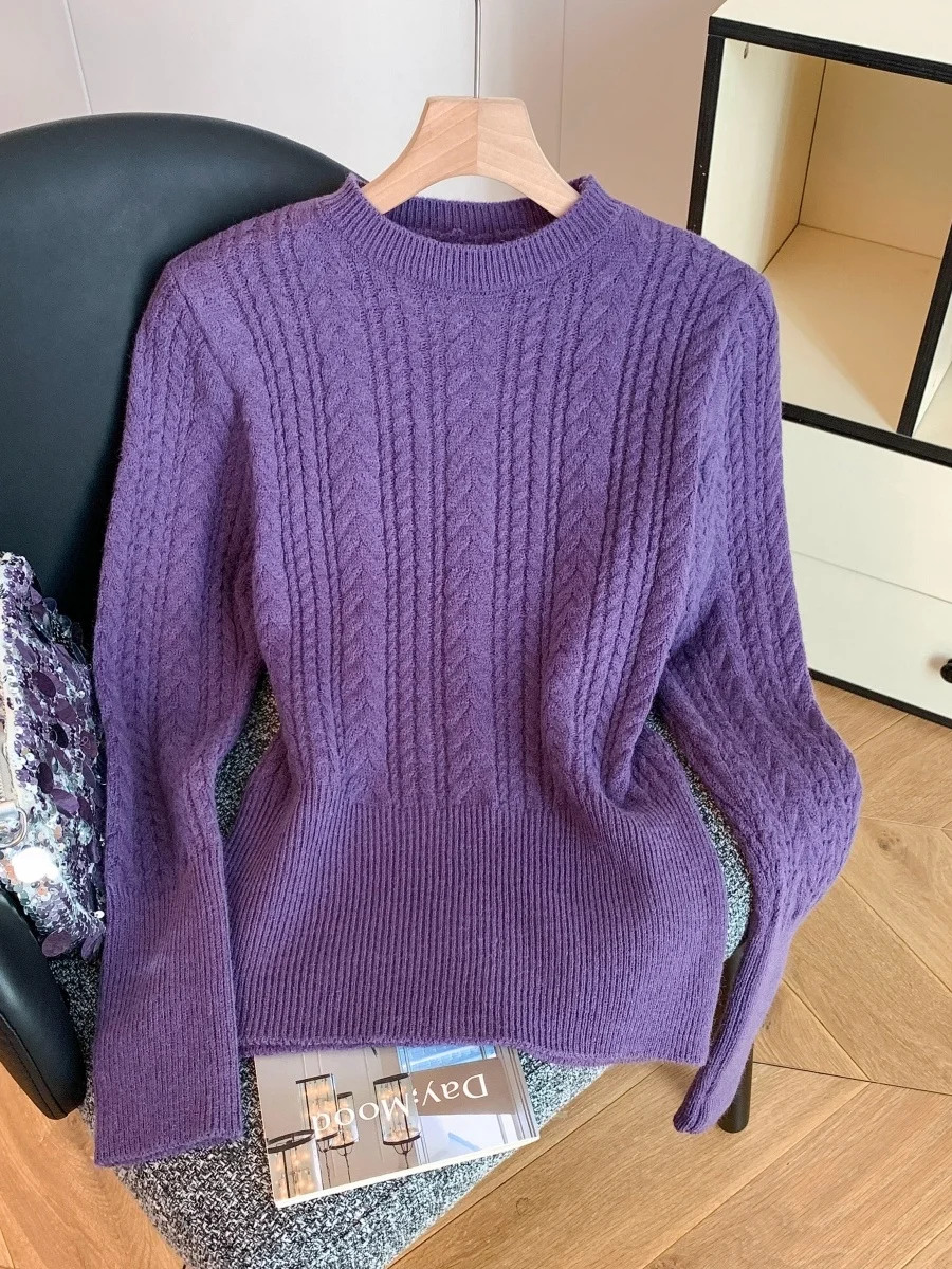 Purple round Ne Long Sve Knitted Sweater Women's Autumn Winter Lazy Sle Soft Cozy Unique Beautiful Top Sweet Sle
Purple round Ne Long Sve Knitted Sweater Women's Autumn Winter Lazy Sle Soft Cozy Unique Beautiful Top Sweet Sle