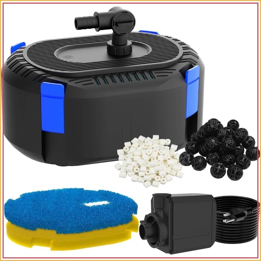 850GPH Pond Filter Pump with 4-Stage Filtration for Outdoor Ponds 500-750 Gal, Waterfall, Fountain
850GPH Pond Filter Pump with 4-Stage Filtration for Outdoor Ponds 500-750 Gal, Waterfall, Fountain