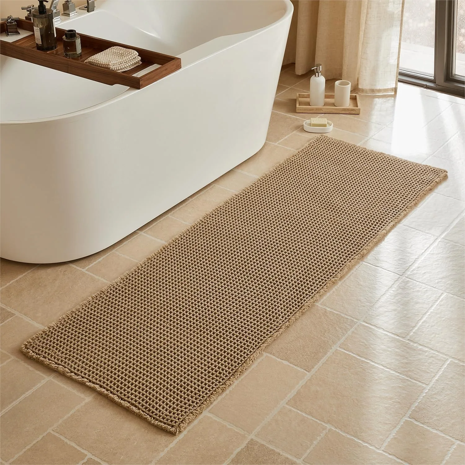 Waffle Runner Bath Mat Non Slip Washable Ultra Soft Absorbent Quick Dry Boho Farmhouse Bathroom Decor 24x72 Khaki
Waffle Runner Bath Mat Non Slip Washable Ultra Soft Absorbent Quick Dry Boho Farmhouse Bathroom Decor 24x72 Khaki