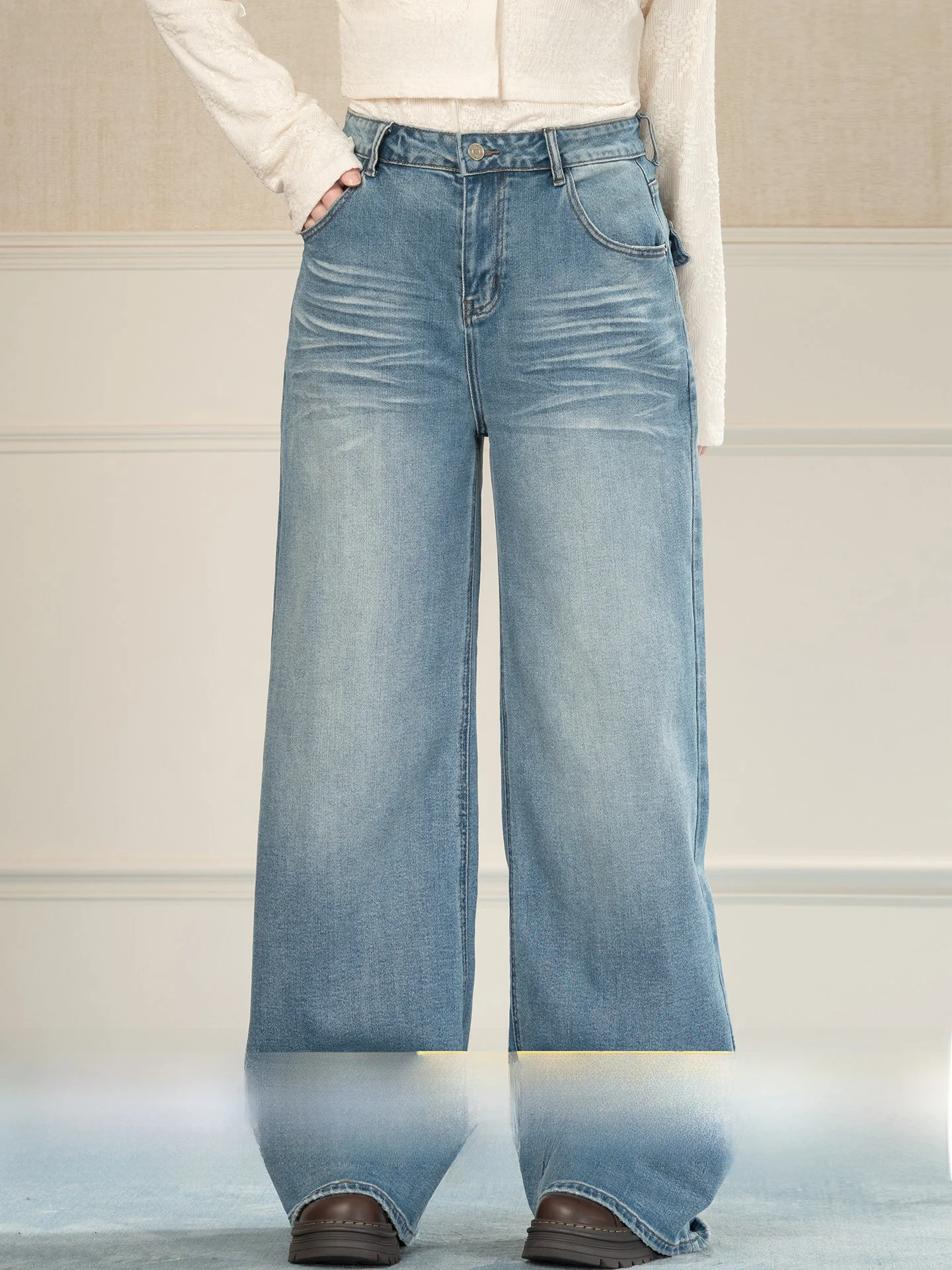 Heynew plus Size Women's Blue Straight Leg Floor-Length Jeans High Waist Hiding Hip Flattering Long Trousers
Heynew plus Size Women's Blue Straight Leg Floor-Length Jeans High Waist Hiding Hip Flattering Long Trousers