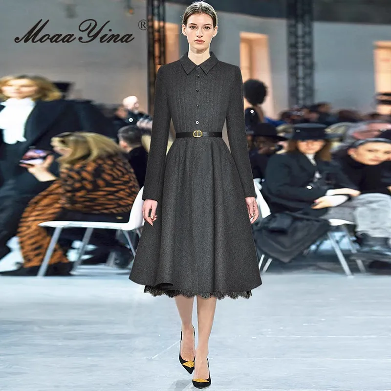 MoaaYina Pleated Lace Up Waist Cinching Large Swing Lace Splicing Wool Woolen Woolen Fabric Design Sense Thick Dress For Women
MoaaYina Pleated Lace Up Waist Cinching Large Swing Lace Splicing Wool Woolen Woolen Fabric Design Sense Thick Dress For Women