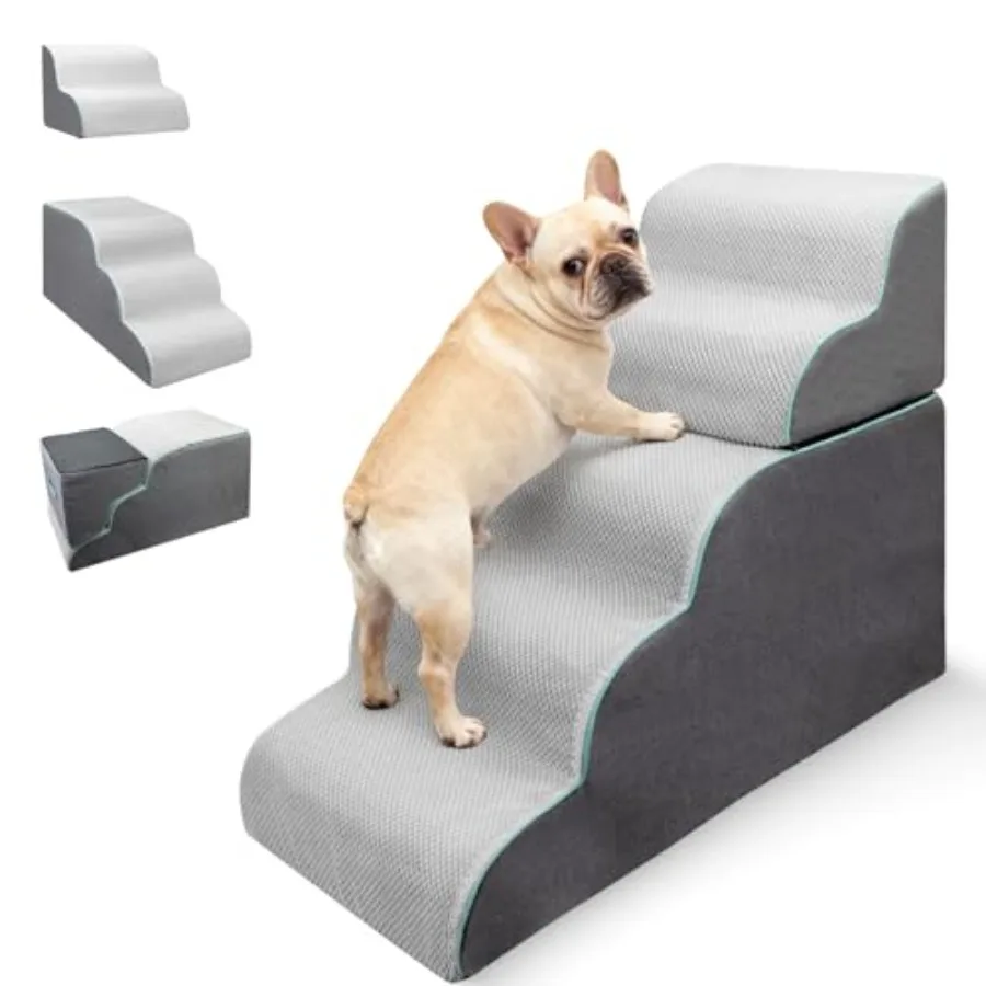 5-ступенчатая складная лестница для домашних животных, изогнутая, 2-в-1, нескользящая рампа с молниями, сертифицированный пенопласт, серый цвет, идеально подходит для высоких кроватей и
5-ступенчатая складная лестница для домашних животных, изогнутая, 2-в-1, нескользящая рампа с молниями, сертифицированный пенопласт, серый цвет, идеально подходит для высоких кроватей и