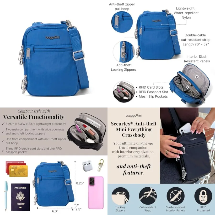 Securtex® Anti-theft Mini Everything Crossbody Bag, 6.3"x8.25" Rfid, Locking Zippers and Cut-resistant Strap
Securtex® Anti-theft Mini Everything Crossbody Bag, 6.3"x8.25" Rfid, Locking Zippers and Cut-resistant Strap