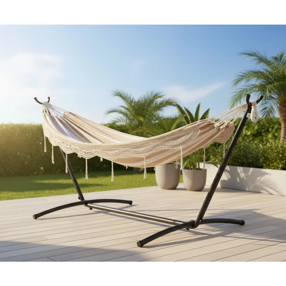 Double Hammock with Steel Stand & Carrying Case, 450 lb Capacity, Space Saving Design for Backyard Patio
Double Hammock with Steel Stand & Carrying Case, 450 lb Capacity, Space Saving Design for Backyard Patio