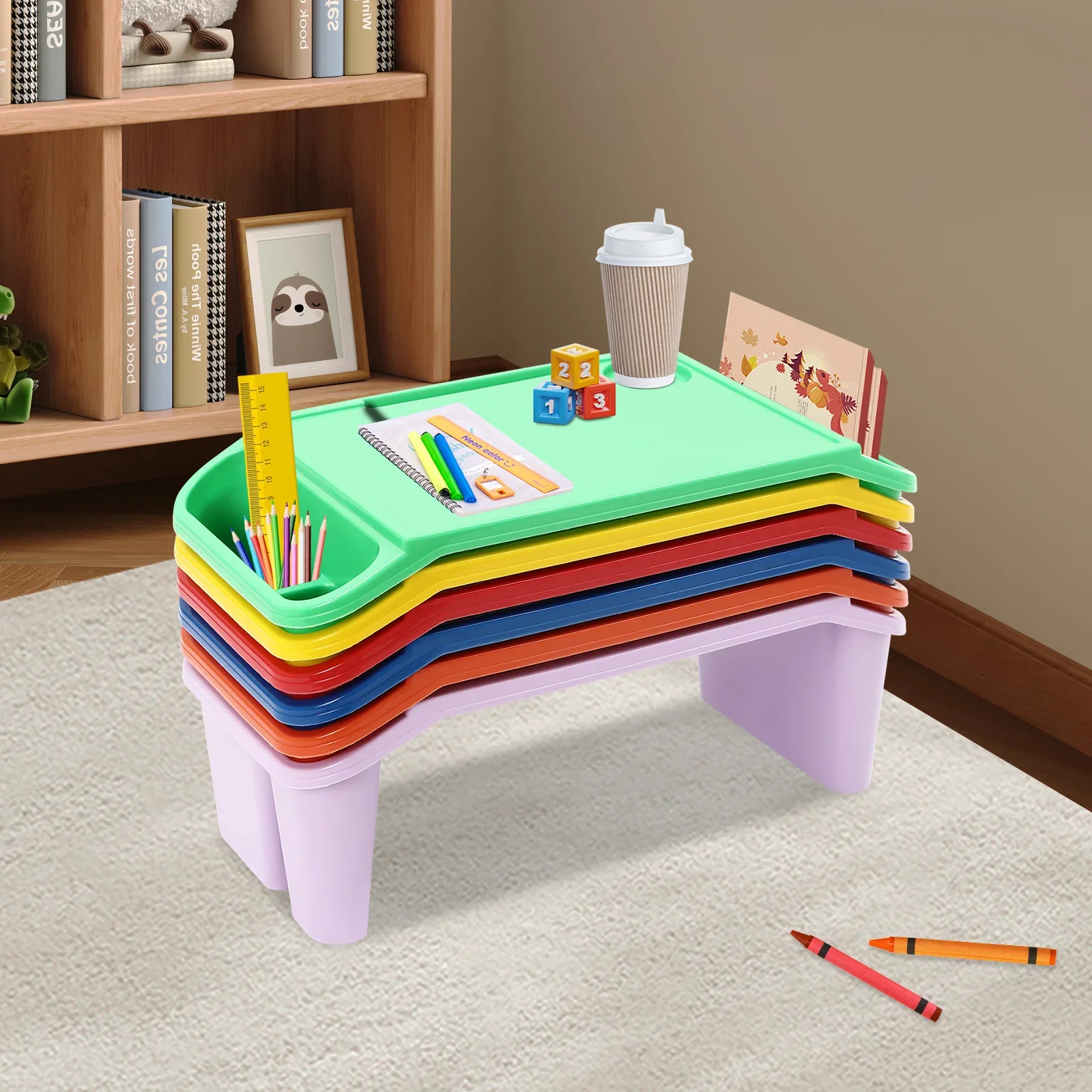 6-Pack Kids Lap Desks: 50x25cm Multicolor Tray for Classroom Writing/Eating | 15kg Load, PP Plastic, No Assembly
6-Pack Kids Lap Desks: 50x25cm Multicolor Tray for Classroom Writing/Eating | 15kg Load, PP Plastic, No Assembly