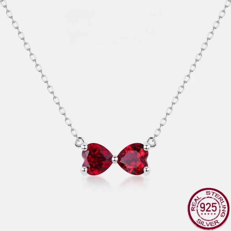 New S925 Pure Silver European and American Fashion Red Treasure Butterfly Bow Colored Treasure Necklace Wedding Jewelry
New S925 Pure Silver European and American Fashion Red Treasure Butterfly Bow Colored Treasure Necklace Wedding Jewelry