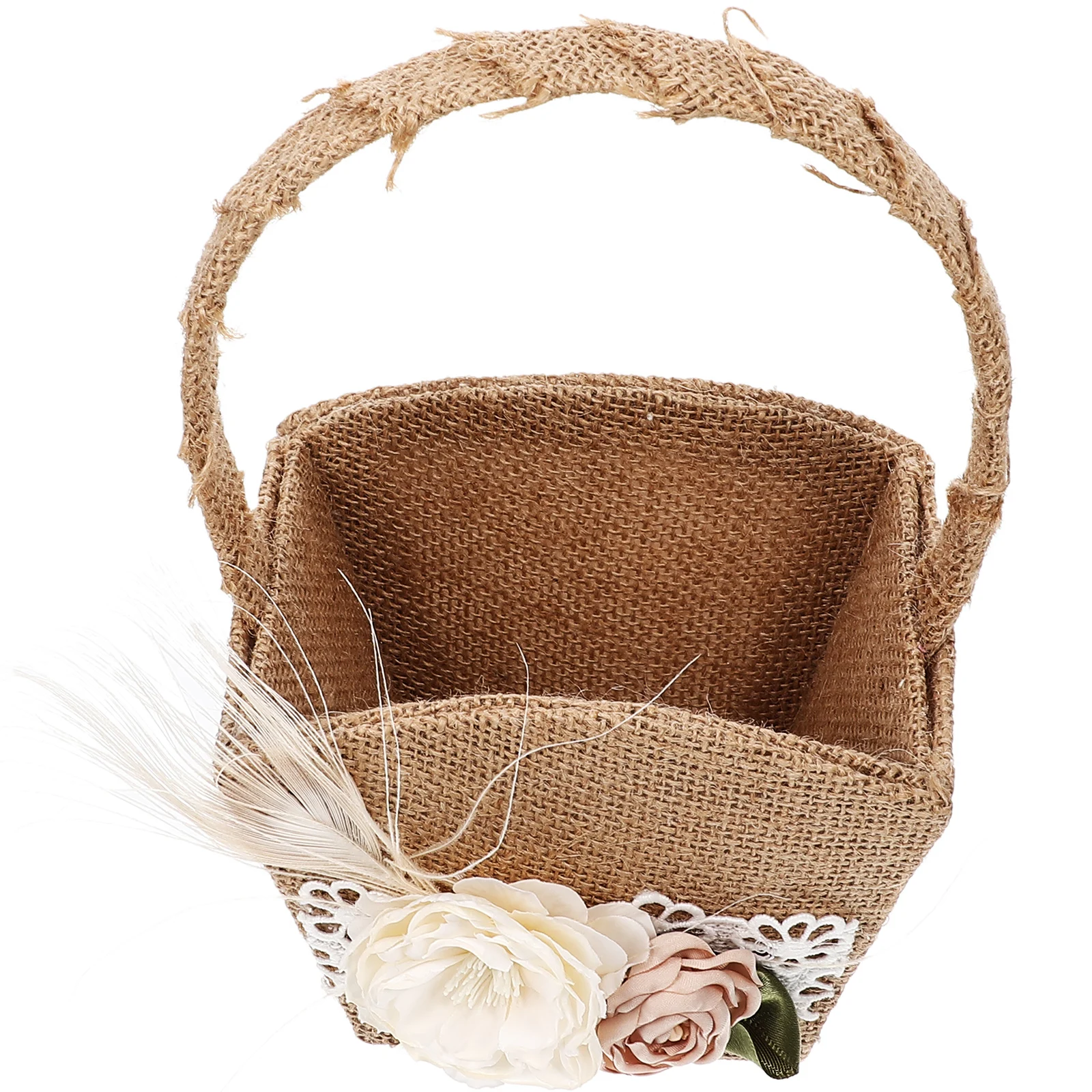 Floral Bridal Petals Basket Handheld Wedding Flower Girl Basket Decorations Jute Vintage Elegant Storage Container
Floral Bridal Petals Basket Handheld Wedding Flower Girl Basket Decorations Jute Vintage Elegant Storage Container