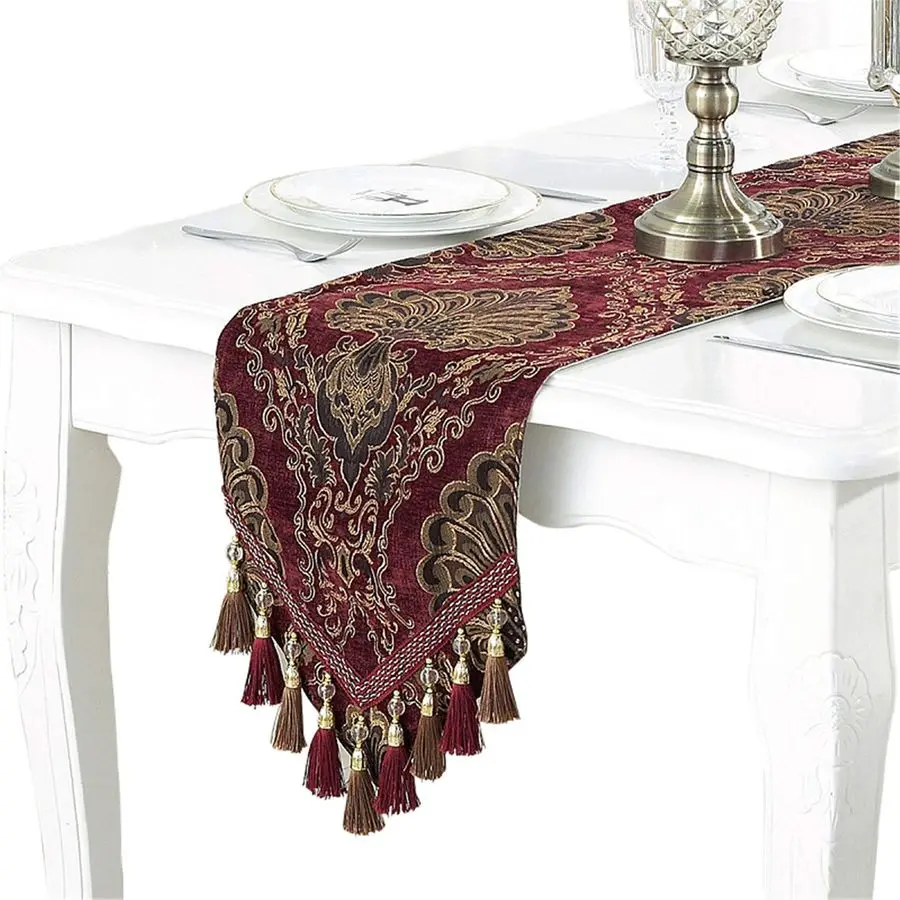 Luxury Table Runner Jacquard Fabric Table Runner with MultiTassels for Dining Room Dresser Wedding Party Decorations, 13 x 70, R
Luxury Table Runner Jacquard Fabric Table Runner with MultiTassels for Dining Room Dresser Wedding Party Decorations, 13 x 70, R