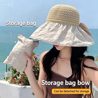 Bow shaped sun hat for women,hollowed out straw hat with UV protection large eaves to cover the face,sun protection fishermanhat
Bow shaped sun hat for women,hollowed out straw hat with UV protection large eaves to cover the face,sun protection fishermanhat