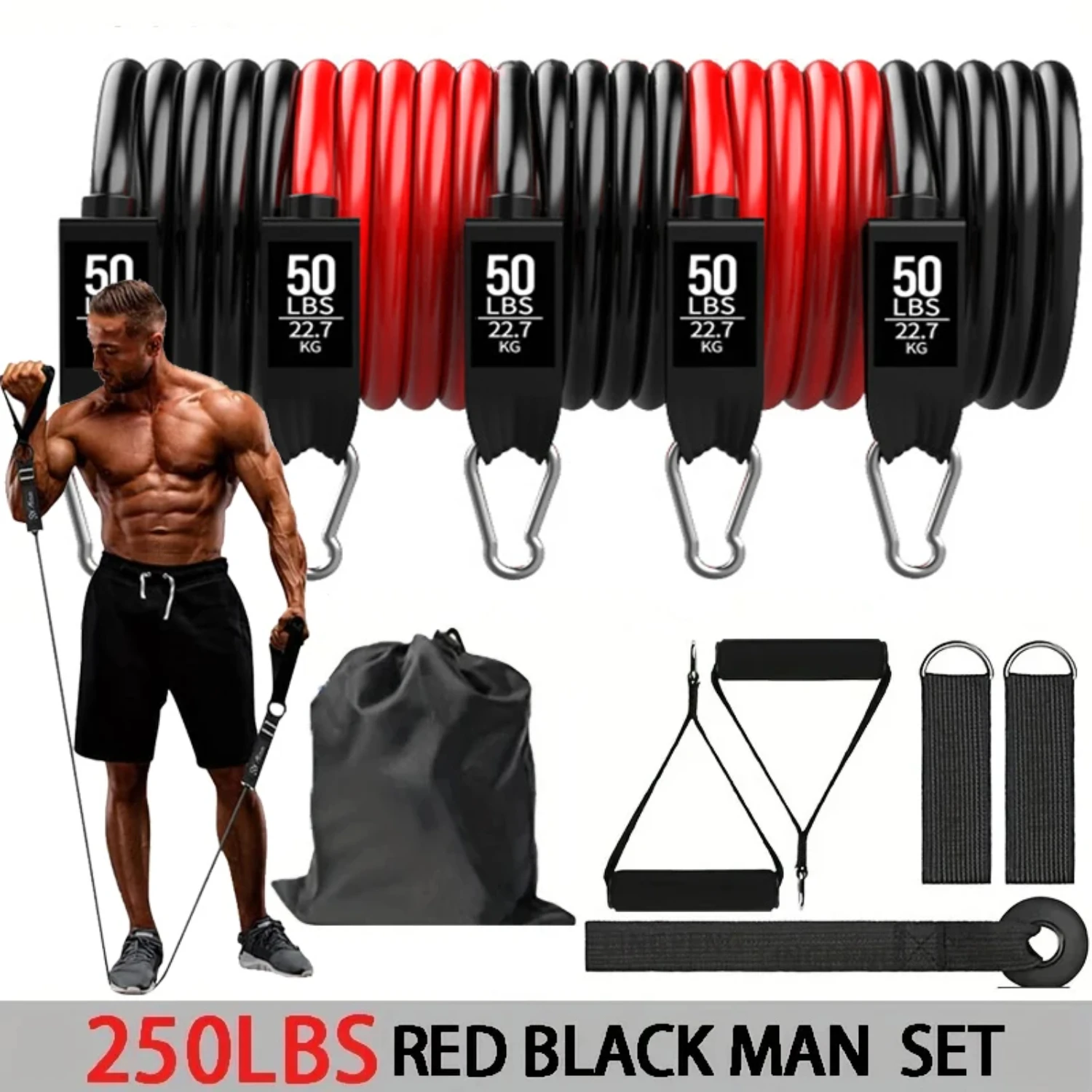 Resistance Bands Set 250lbs Elastic Exercise Bands with Door Anchor, Handles, Ankle Straps and Carry , Indoor Outdoor Fitness
Resistance Bands Set 250lbs Elastic Exercise Bands with Door Anchor, Handles, Ankle Straps and Carry , Indoor Outdoor Fitness