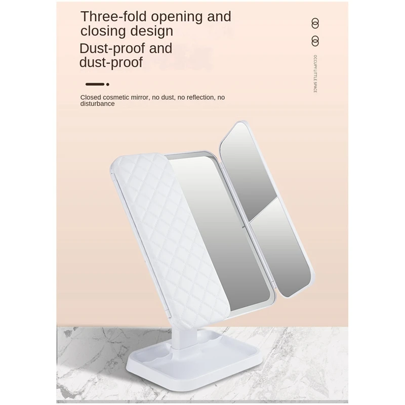 Tri-Fold Makeup Mirror LED Light Dormitory Makeup Mirror Smart Makeup Mirror Fill Light Mirror White
Tri-Fold Makeup Mirror LED Light Dormitory Makeup Mirror Smart Makeup Mirror Fill Light Mirror White