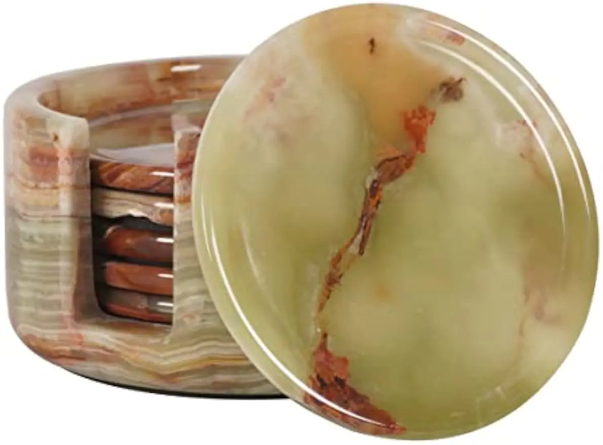 Набор из 6 мраморных подставок из зеленого оникса с держателем, круглые защитные приспособления для напитков диаметром 3,5 дюйма для декора стола
Набор из 6 мраморных подставок из зеленого оникса с держателем, круглые защитные приспособления для напитков диаметром 3,5 дюйма для декора стола