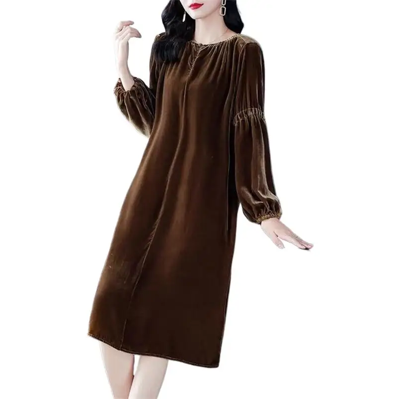 2024 Women Solid Color Velvet Dress O Neck Lantern Long Sleeve Vintage Loose Dress Femme Vintage Vestidos Robe Femme Prom Dress
2024 Women Solid Color Velvet Dress O Neck Lantern Long Sleeve Vintage Loose Dress Femme Vintage Vestidos Robe Femme Prom Dress